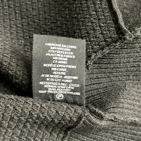 Theory‎  Open Front Cardigan Size Small Black Rib Knit Viscose Blend Pockets - Picture 5 of 5